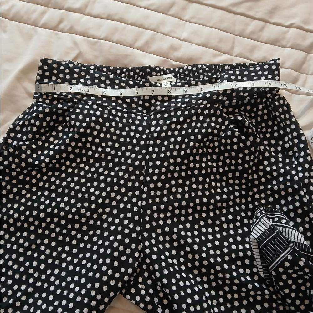 Max Studio Black and White Patterned Wide-Leg Pants - Picture 6 of 6